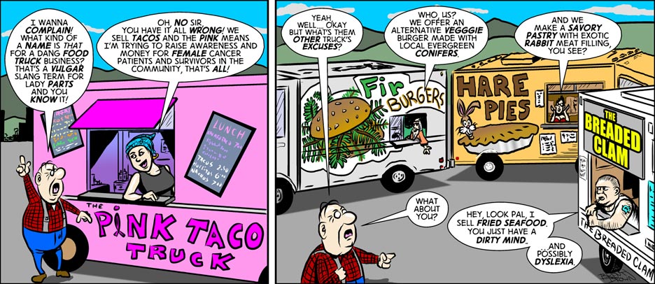 Pink Taco Food Truck Cartoon