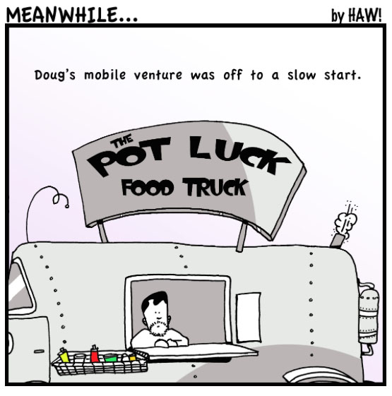 Pot Luck Food Truck Cartoon