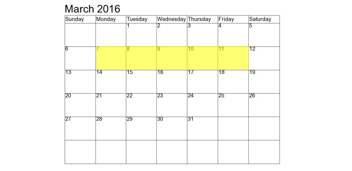 March 7-11 2016 Food Holidays