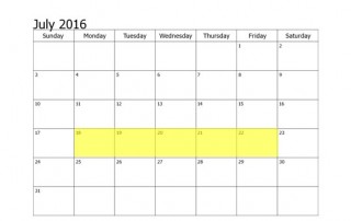 July 18-22 2016 Food Holidays