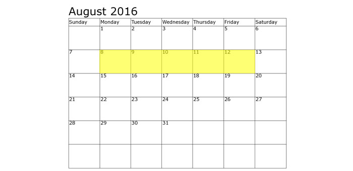 August 8-12 Food Holidays