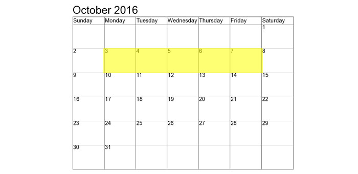 october 3-7-2016 food holidays