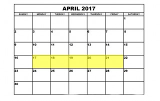 April 17-21 2017 Food Holidays