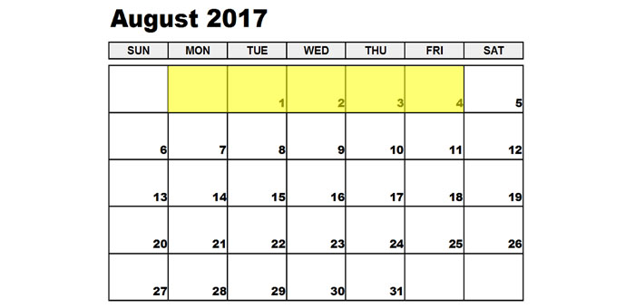 August 31-4 2017 Food Holidays
