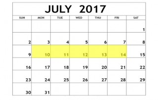 July 10-14 2017 Food Holidays