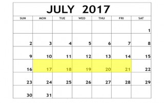 July 17-21 2017 Food Holidays
