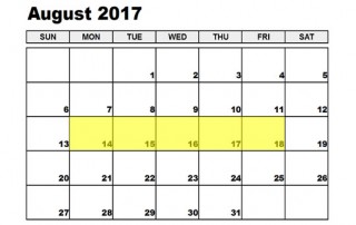 August 14-18 2017 Food Holidays