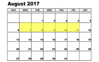 August 7-11 2017 Food Holidays