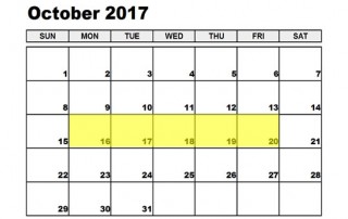 October 16-20 2017 Food Holidays