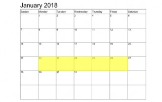 Jan 22-26 2018 Food Holidays