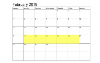 Feb 19-23 2018 Food Holidays