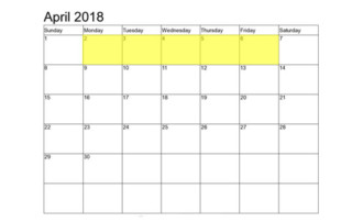 Apr 2-6 2018 Food Holidays