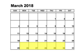 Mar 26-30 2018 Food Holidays