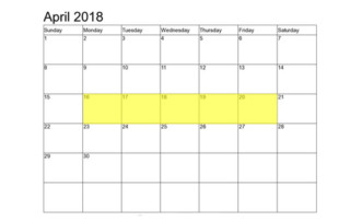 Apr 16-20 2018 Food Holidays
