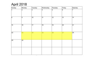 Apr 23-27 2018 Food Holidays