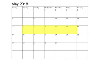 May 14-18 2018 Food Holidays