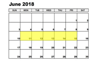 June 11-15 2018 Food Holidays