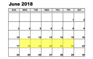 June 18-22 2018 Food Holidays