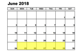 June 25-29 2018 Food Holidays