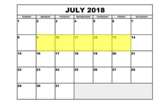 July 9-13 2018 Food Holidays