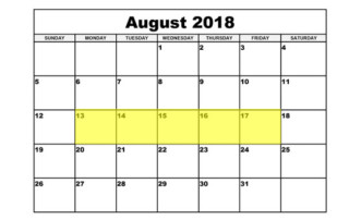 Aug 13-17 2018 Food Holidays
