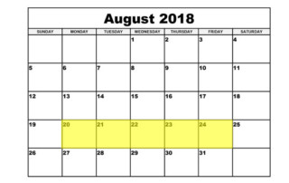 Aug 20-24 2018 Food Holidays