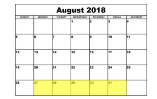 Aug 27-31 2018 Food Holidays