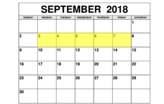 Sep 3-7 2018 Food Holidays