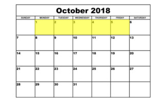 Oct 1-5 2018 Food Holidays