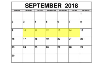Sep 10-14 2018 Food Holidays