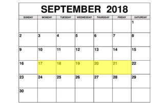 Sep 17-21 2018 Food Holidays
