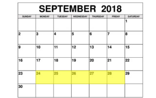 Sep 24-28 2018 Food Holidays