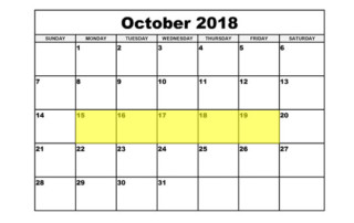 Oct 15-19 2018 Food Holidays
