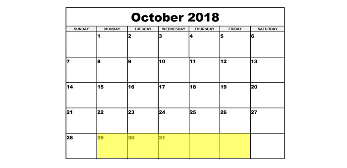 Oct 29 2018 Food Holidays