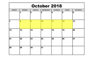 Oct 8-12 2018 Food Holidays