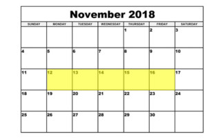 Nov 12-16 2018 Food Holidays