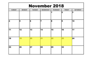 Nov 19-23 2018 Food Holidays