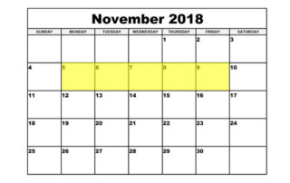 Nov 5-9 2018 Food Holidays