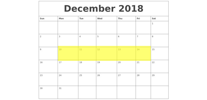 Dec 10-14 2018 Food Holidays