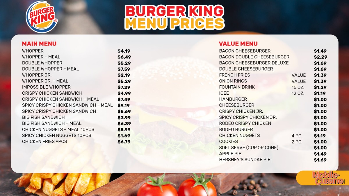 Updated Burger King Menu Prices Including the Value Menu (2022)
