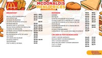 Prețurile meniului McDonald's