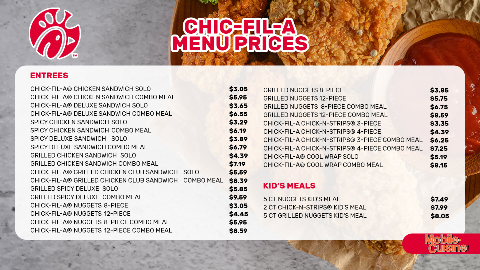 Chic-fil-A menu prices