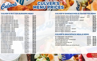 Culver's menu prices