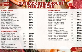 Outback Steakhouse menu prices