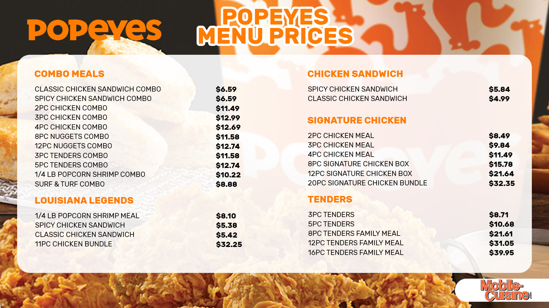 Popeyes menu prices