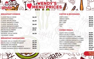 Wendy's menu prices