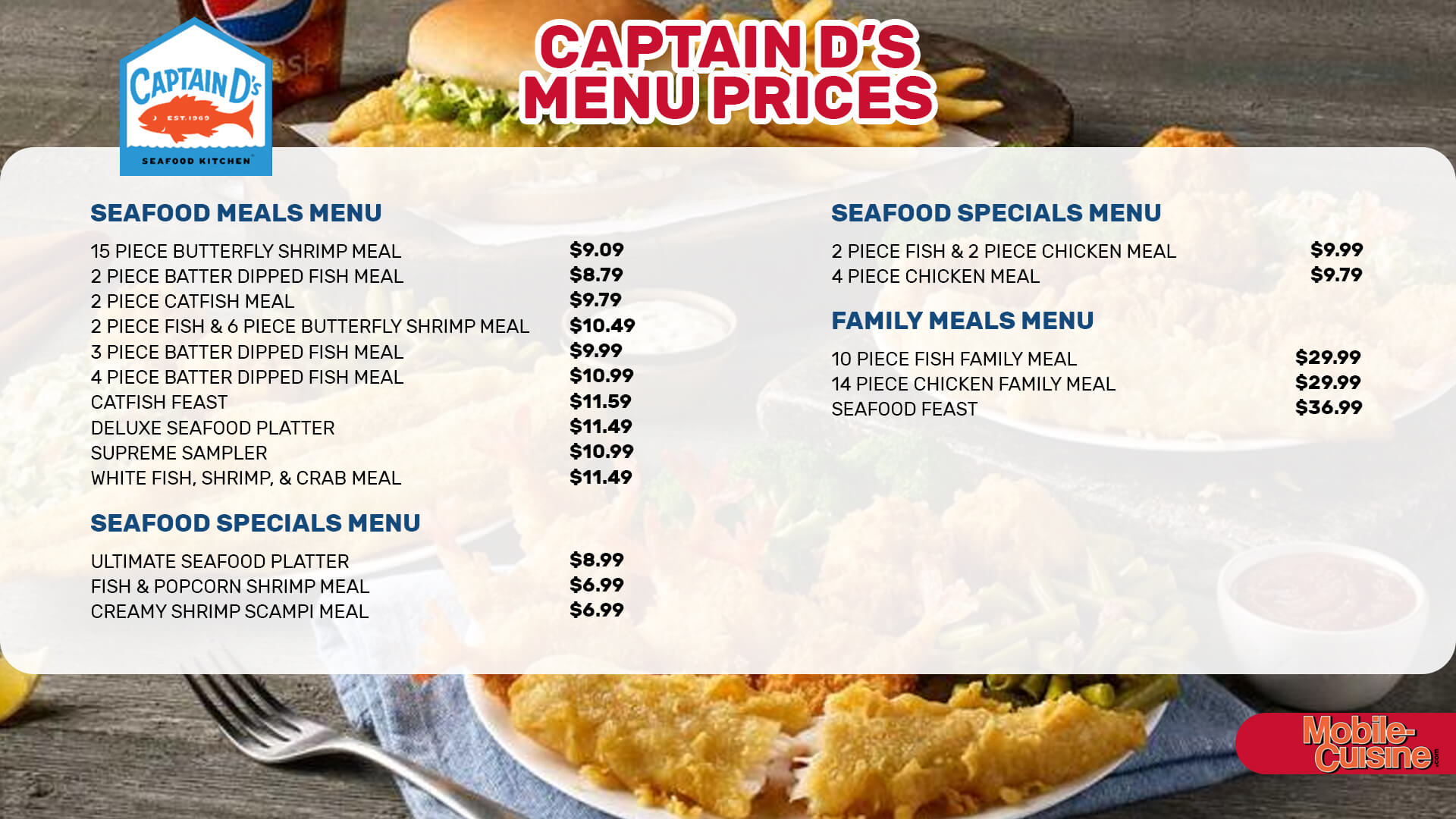 Captain D's menu prices
