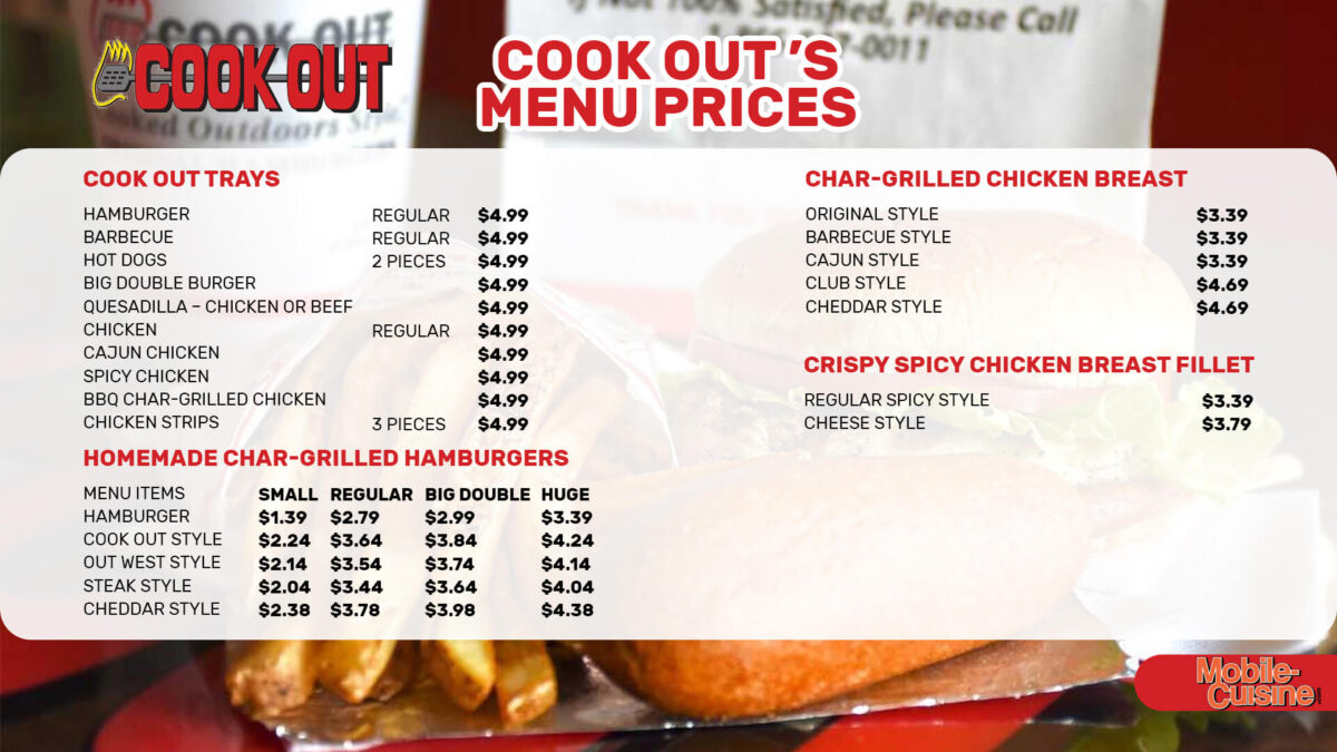2024 Update Cook Out Menu Prices on Trays, Burgers, and More