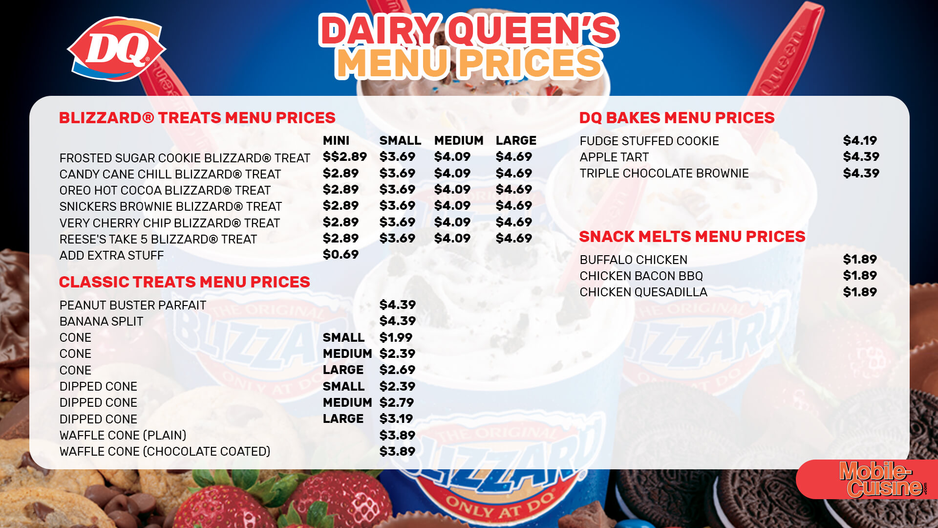 Dairy Queen menu prices