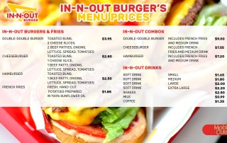 In-N-Out Burger menu prices